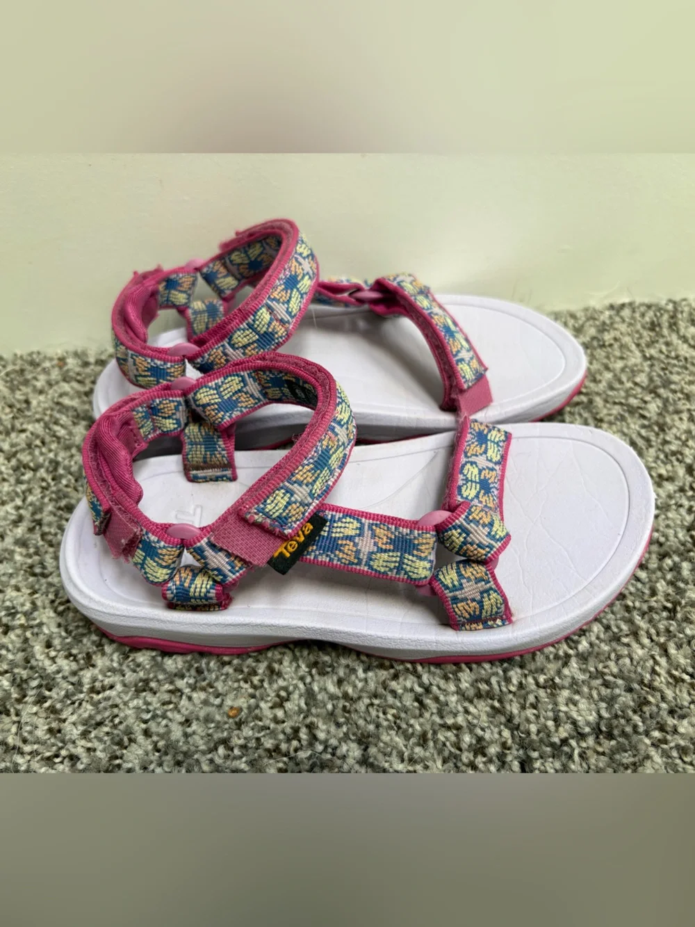 Teva Kids Pink Patterned Velcro Strap Sandals Ultra Comfy Size 13c
